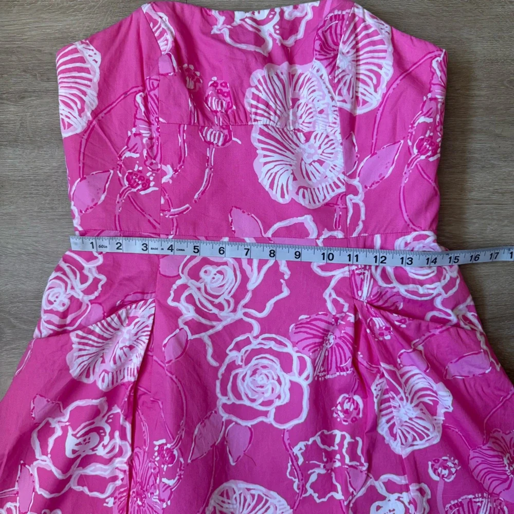 Lilly Pulitzer Pink White Floral Strapless A-Line Sundress SZ 6 - Picture 4 of 8